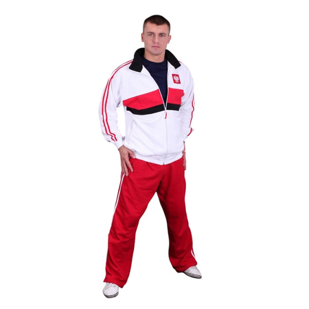 BLUZA  RESS MĘSKA  Kibica Reprezentacji Polski PL-57 kolor biały  kolorowymi wstawkami 
